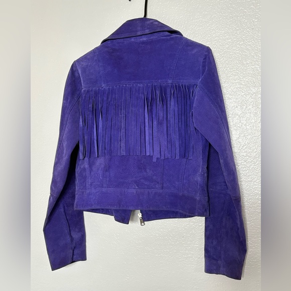Staring at Stars Genuine Royal Purple Leather Suede Collared Jacket Size Small - Picture 6 of 13